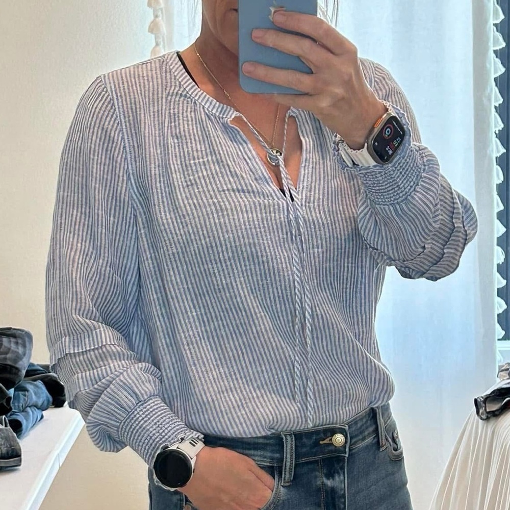 Rails Blue Striped Blouse Relaxed Fit
